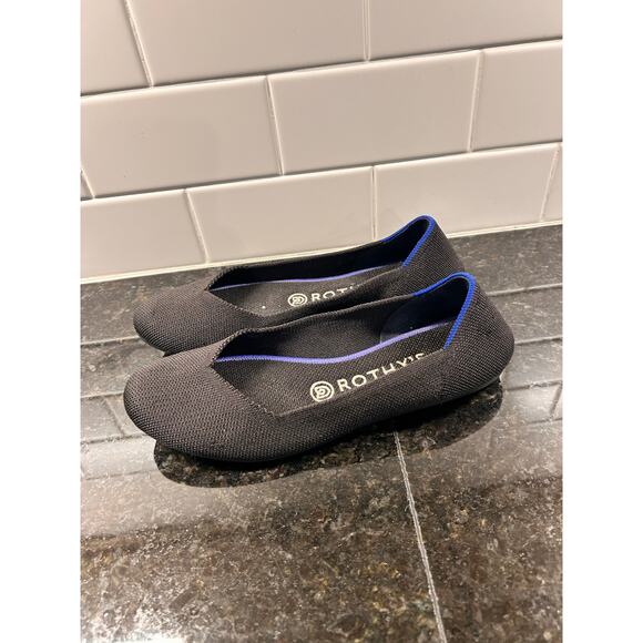 Rothy's Women's Flats Slip on Ballet Shoes Round Toe Knit Comfort Black Size W7 - Picture 4 of 9